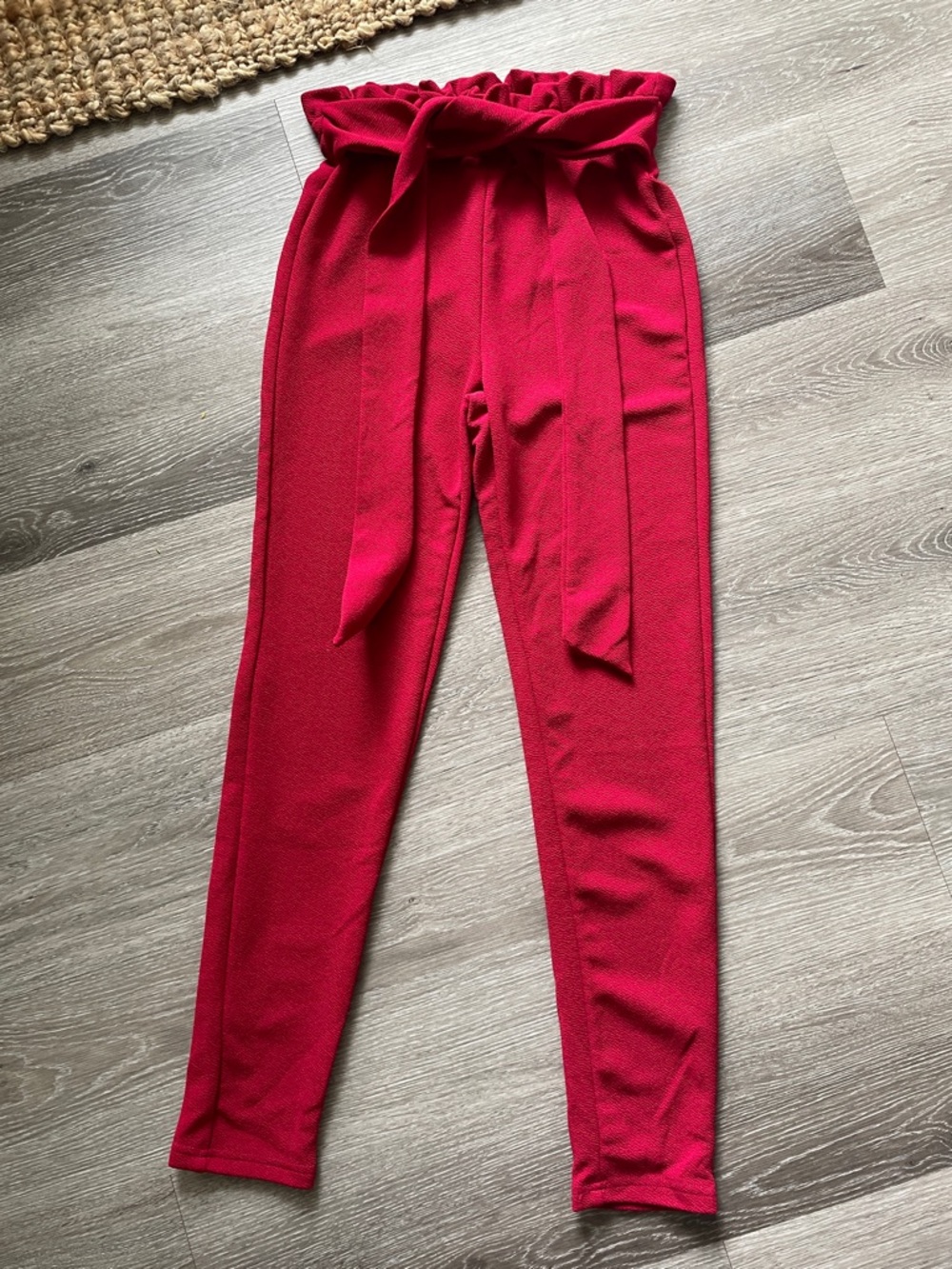 SHEIN High-Waist Tie Dark Red Pants- size: XS